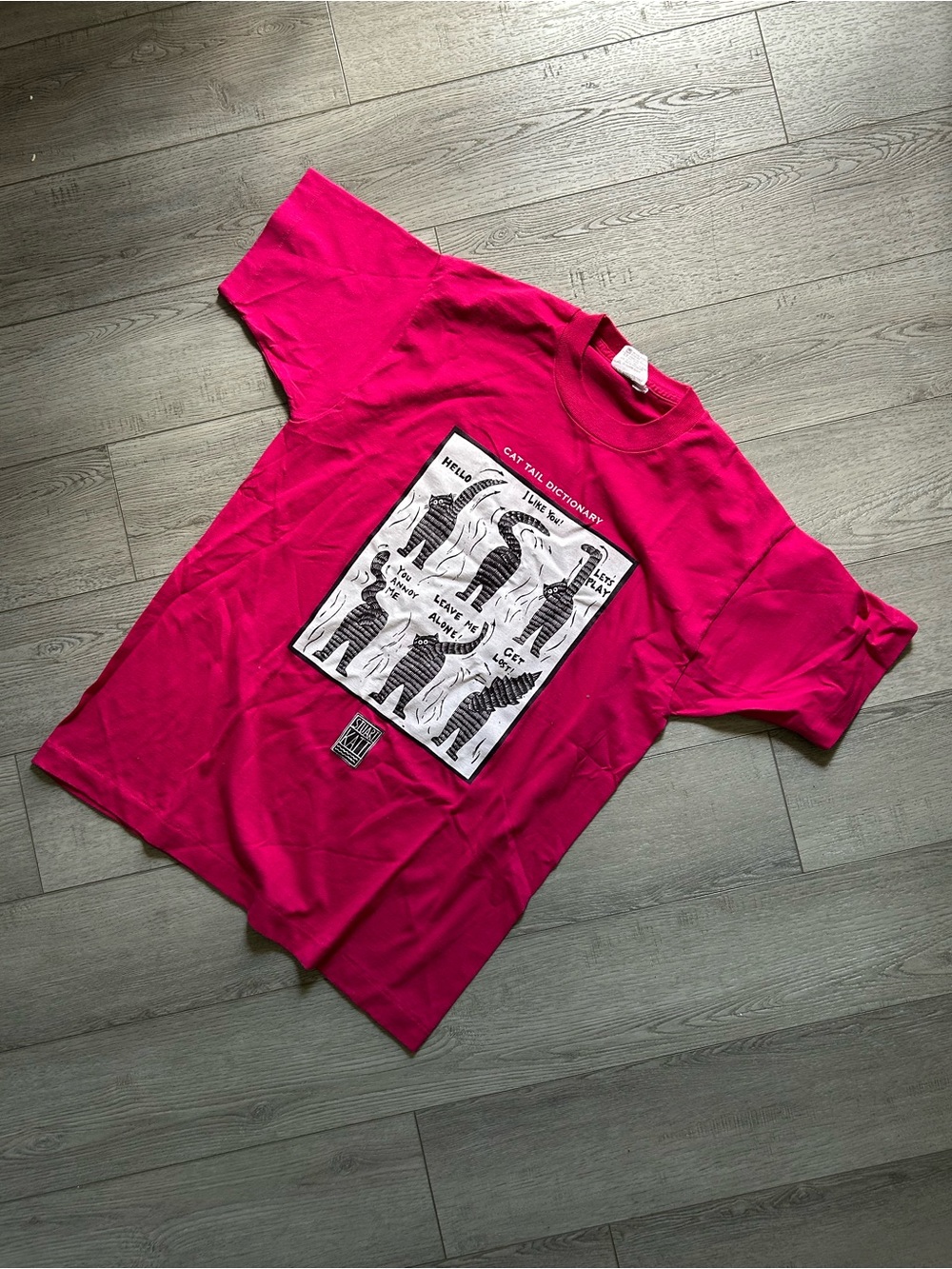Women’s Hot Pink Short Sleeve Graphic Tee - Cat Tail Design